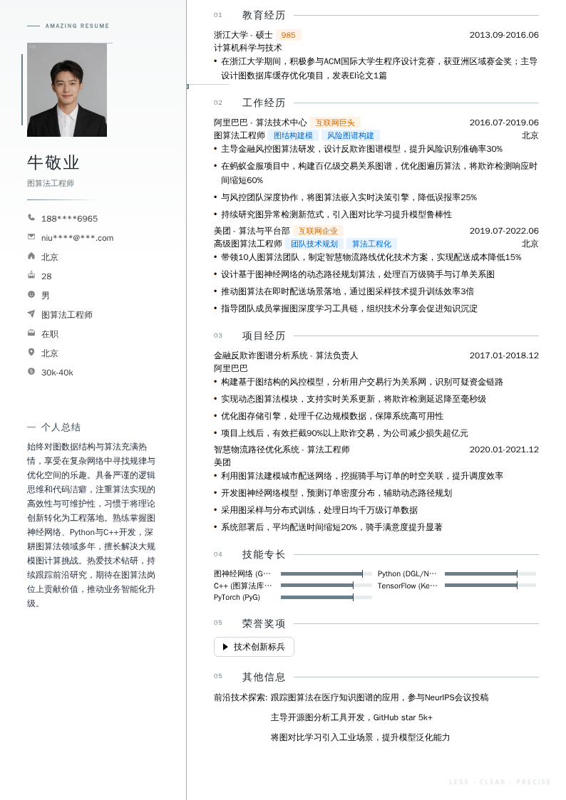 图算法工程师简历模板