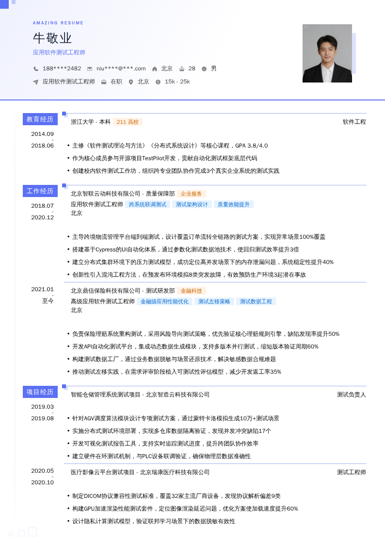 应用软件测试工程师简历模板