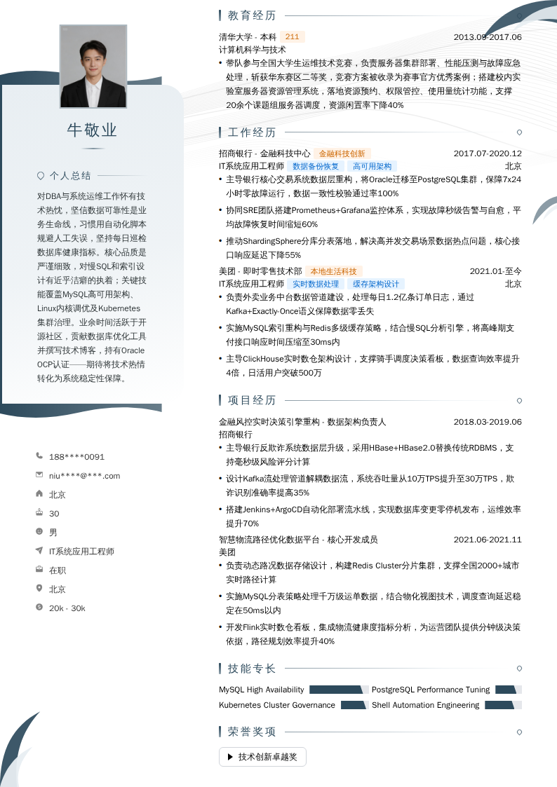 IT系统应用工程师简历模板