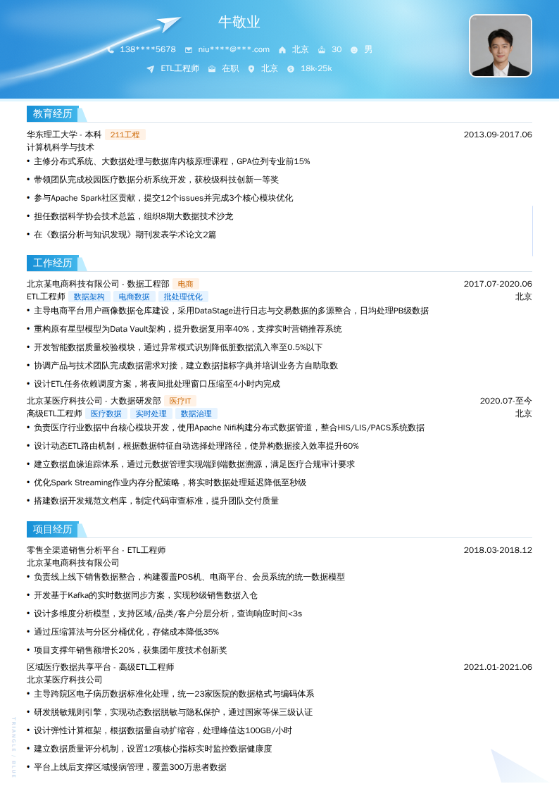 ETL工程师简历模板