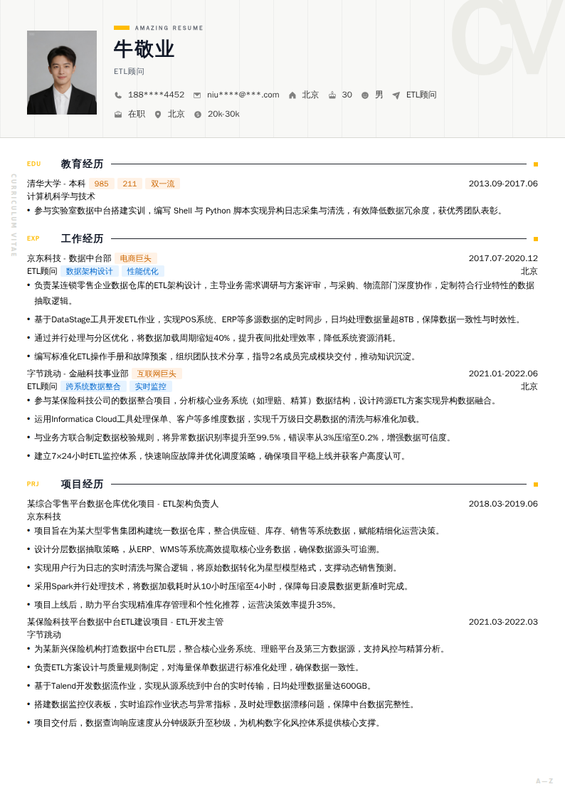 ETL顾问简历模板