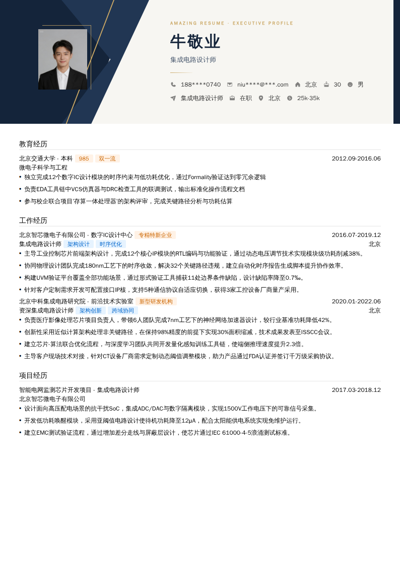 集成电路设计师简历模板