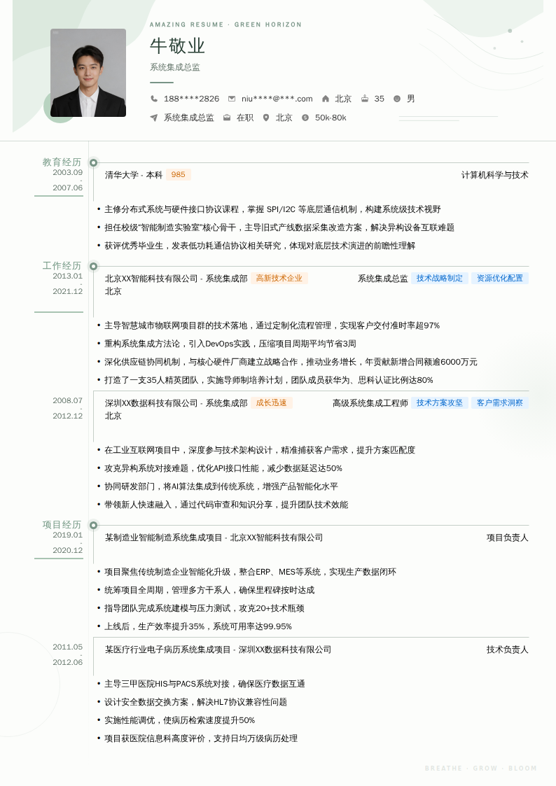 系统集成总监简历模板