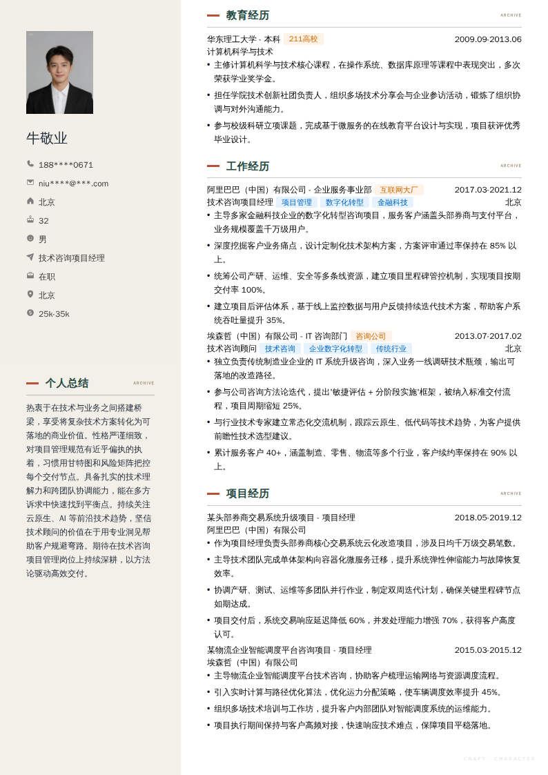 技术咨询项目经理简历模板
