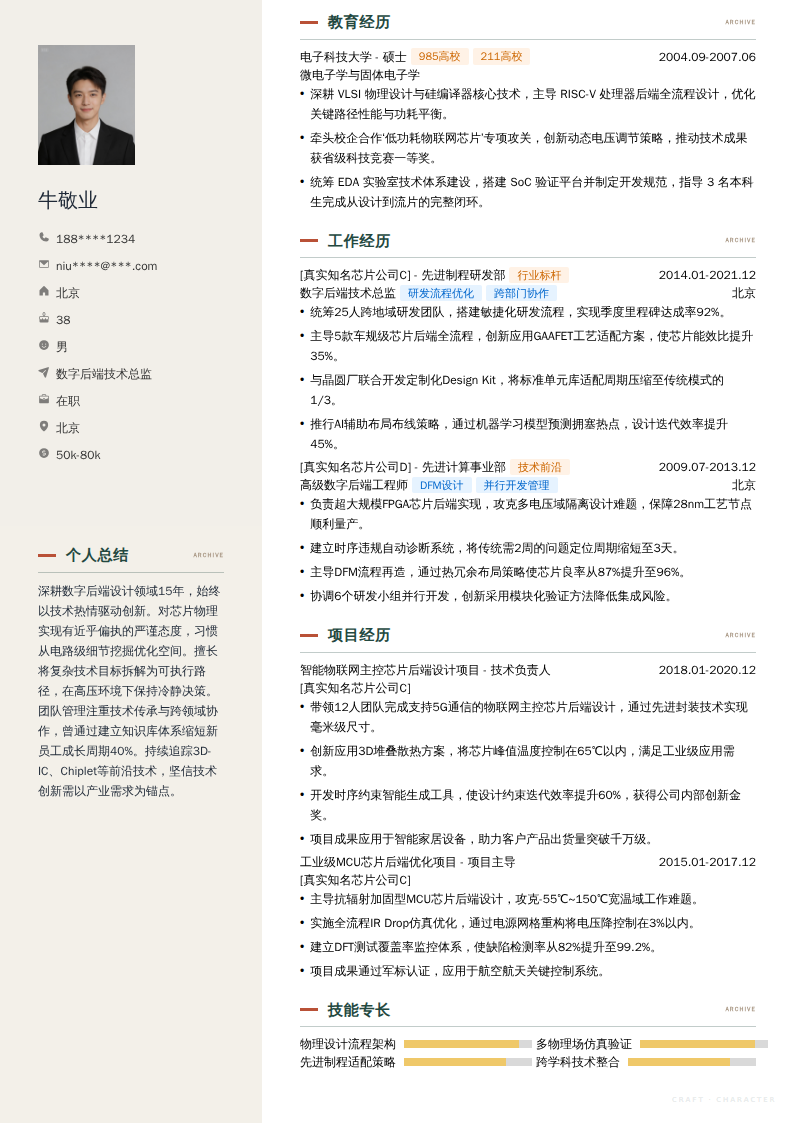 数字后端技术总监简历模板