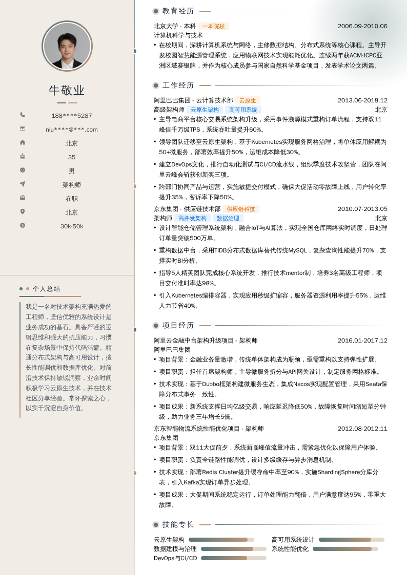 架构师简历模板