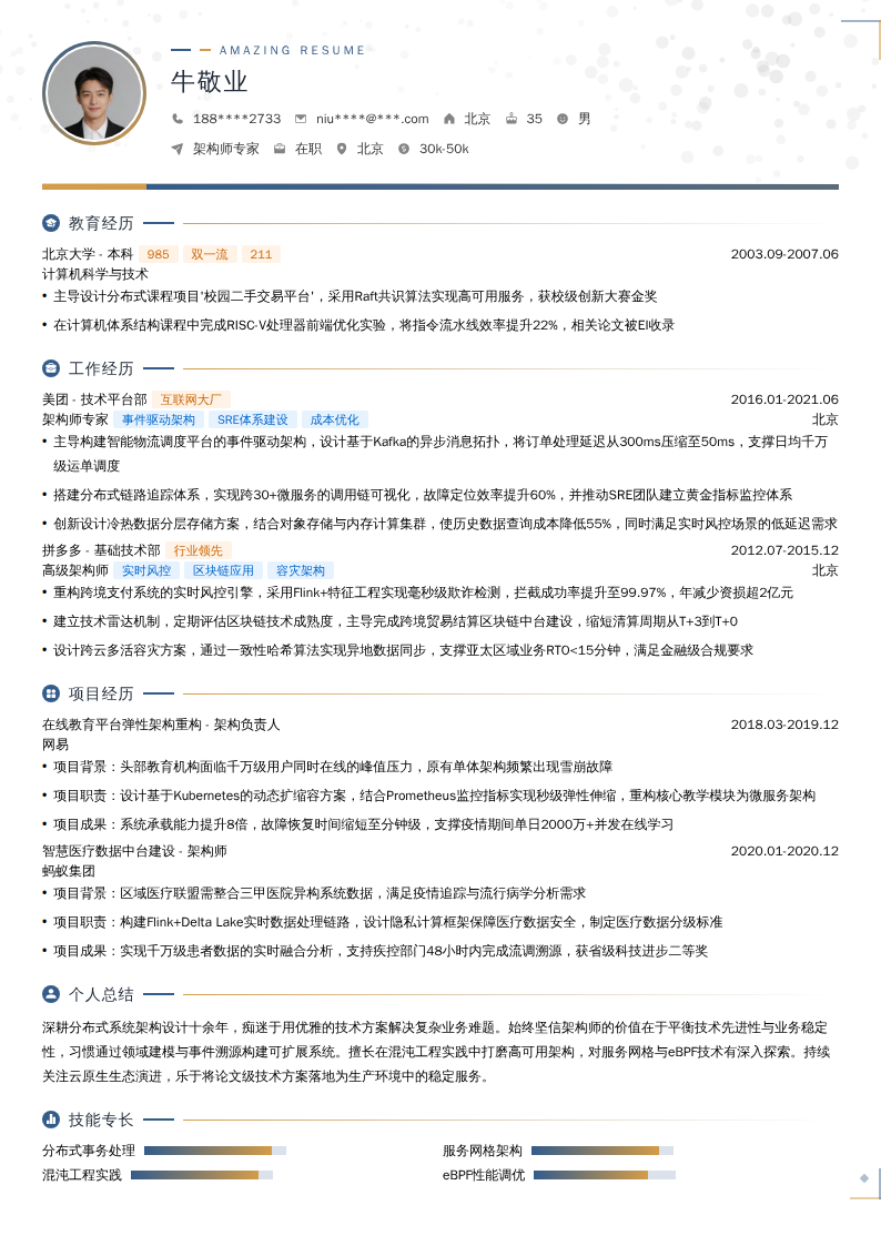 架构师专家简历模板