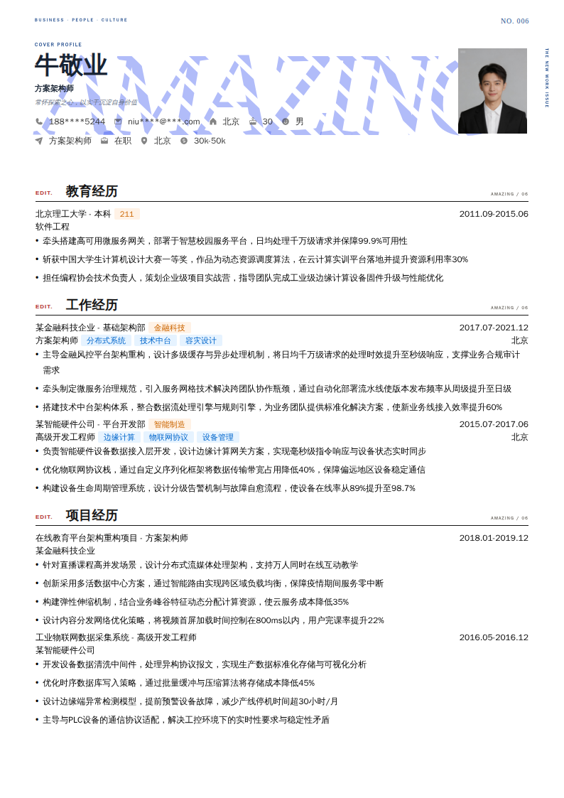 方案架构师简历模板