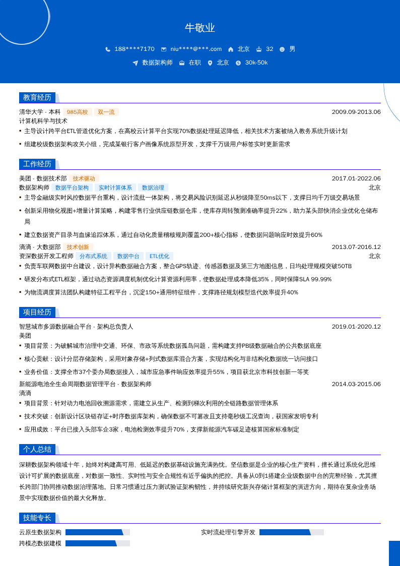 数据架构师简历模板