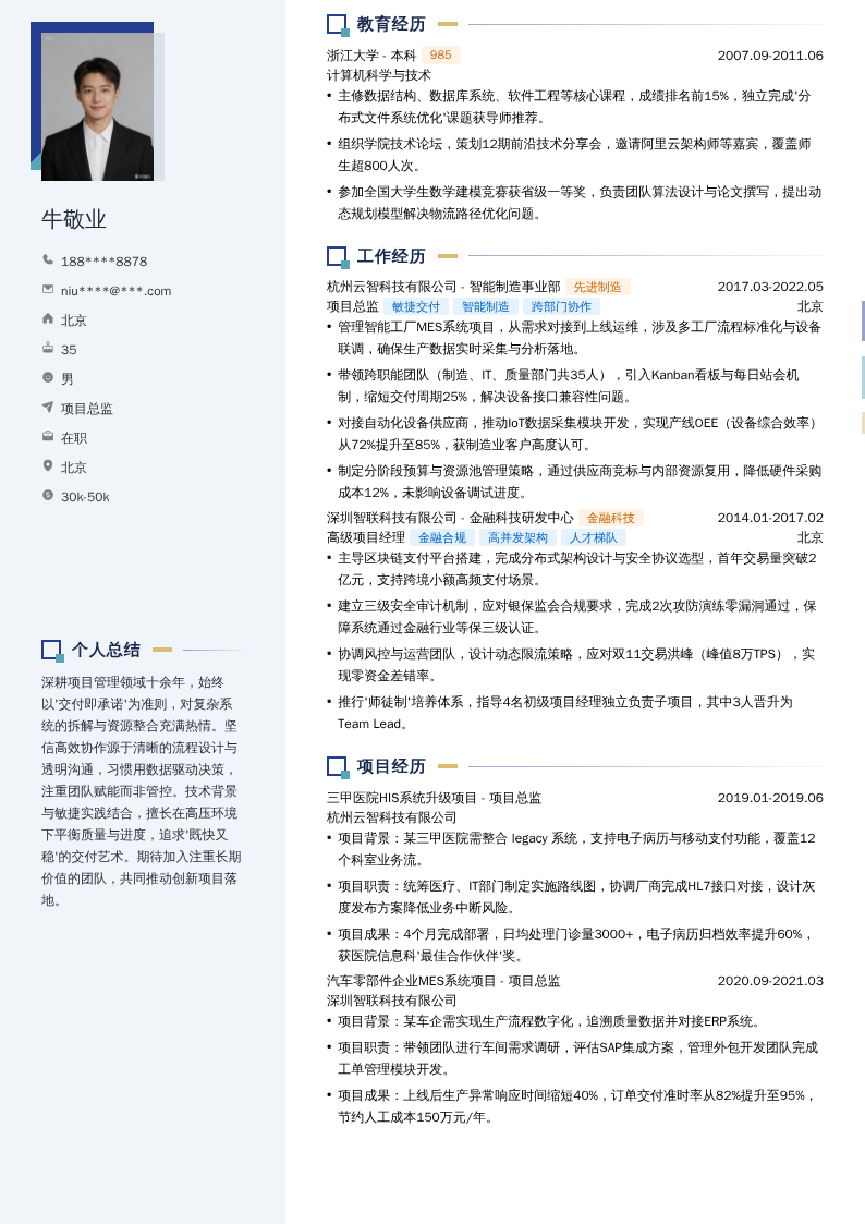 项目总监简历模板