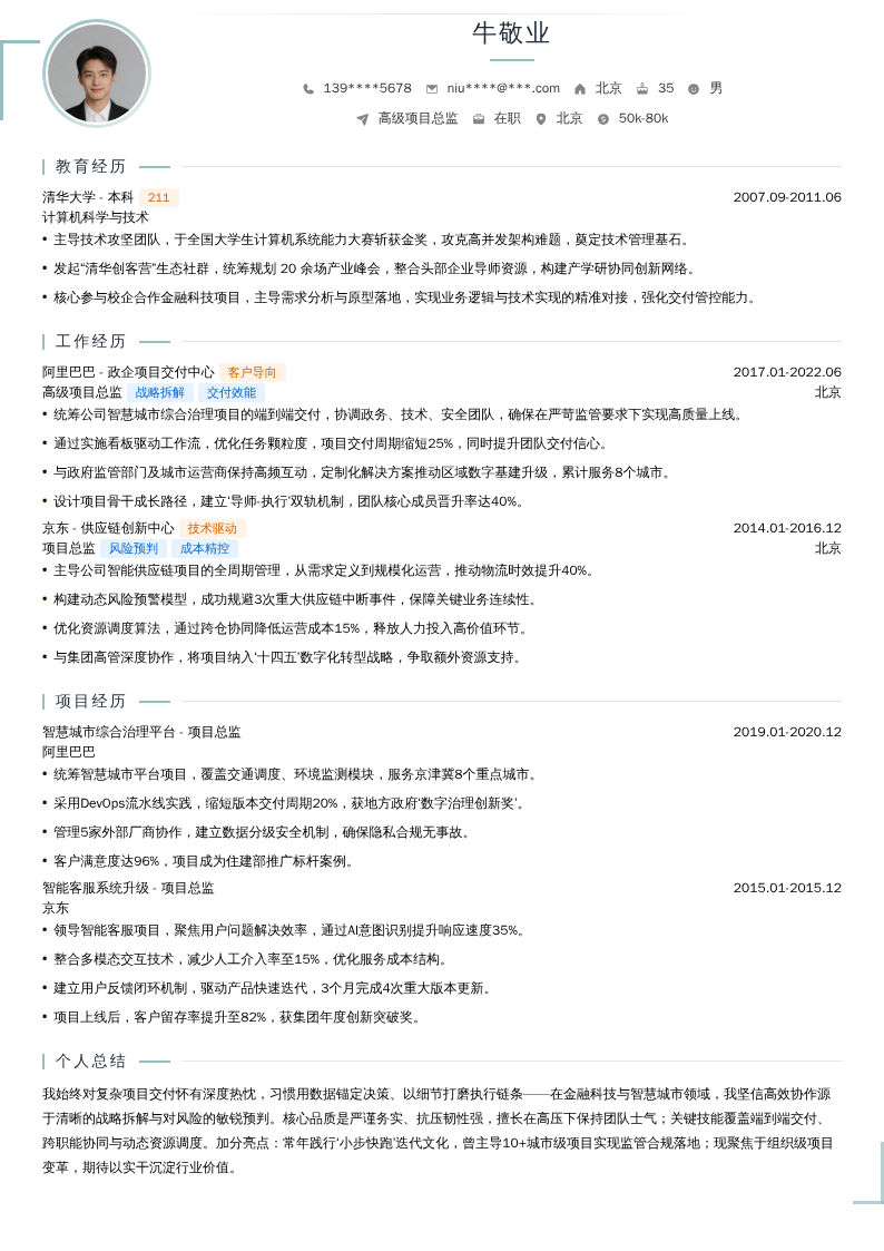 高级项目总监简历模板