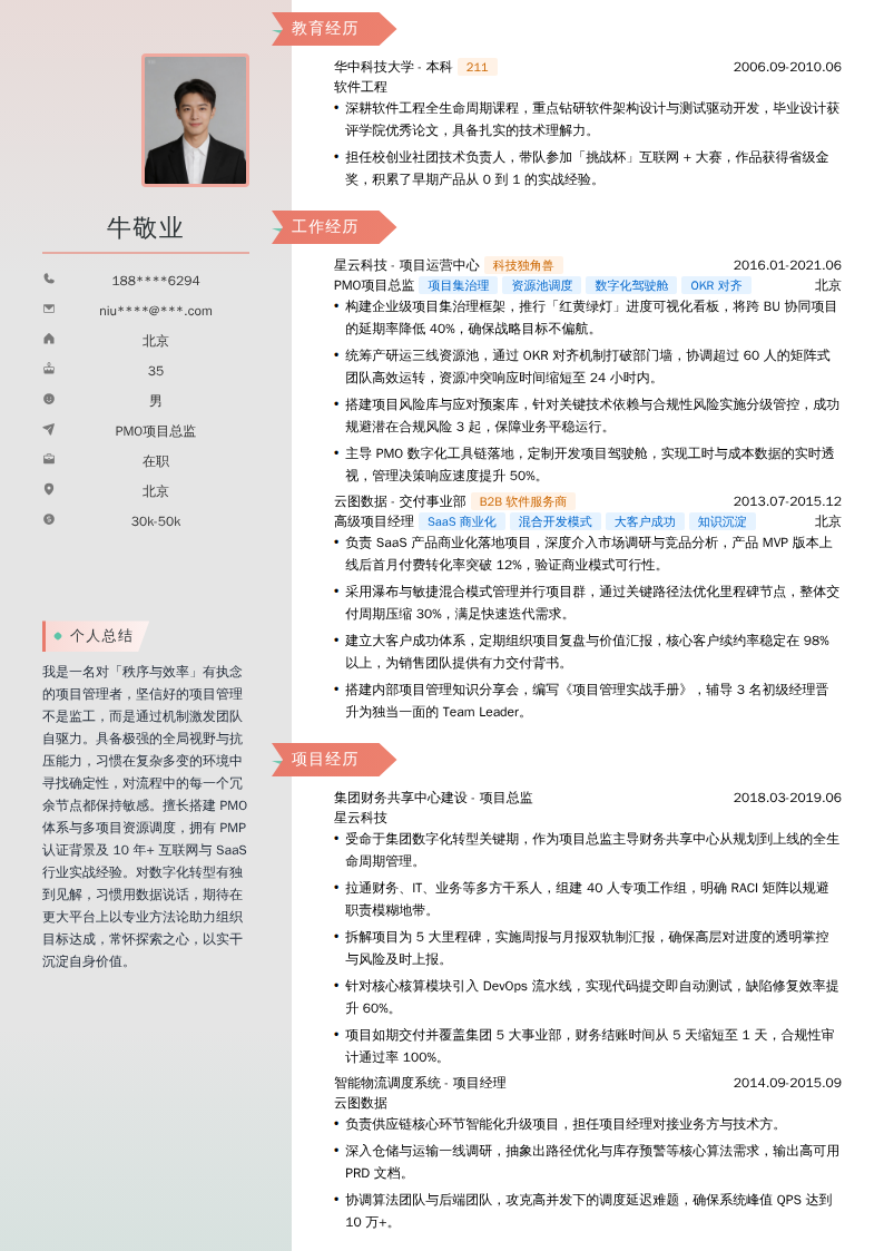 PMO项目总监简历模板