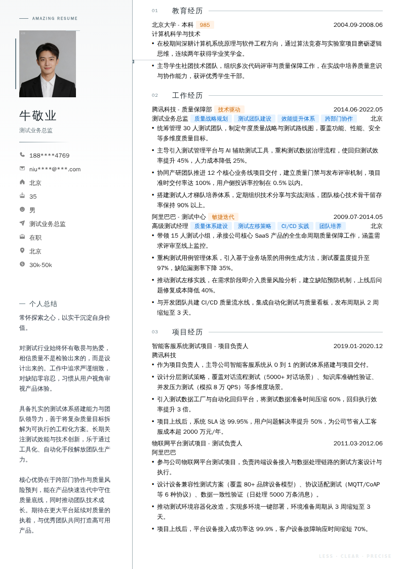 测试业务总监简历模板