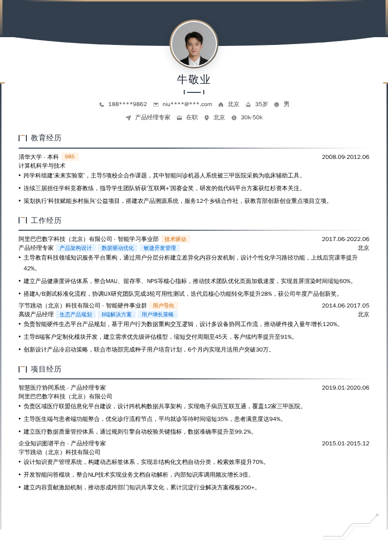 产品经理专家简历模板