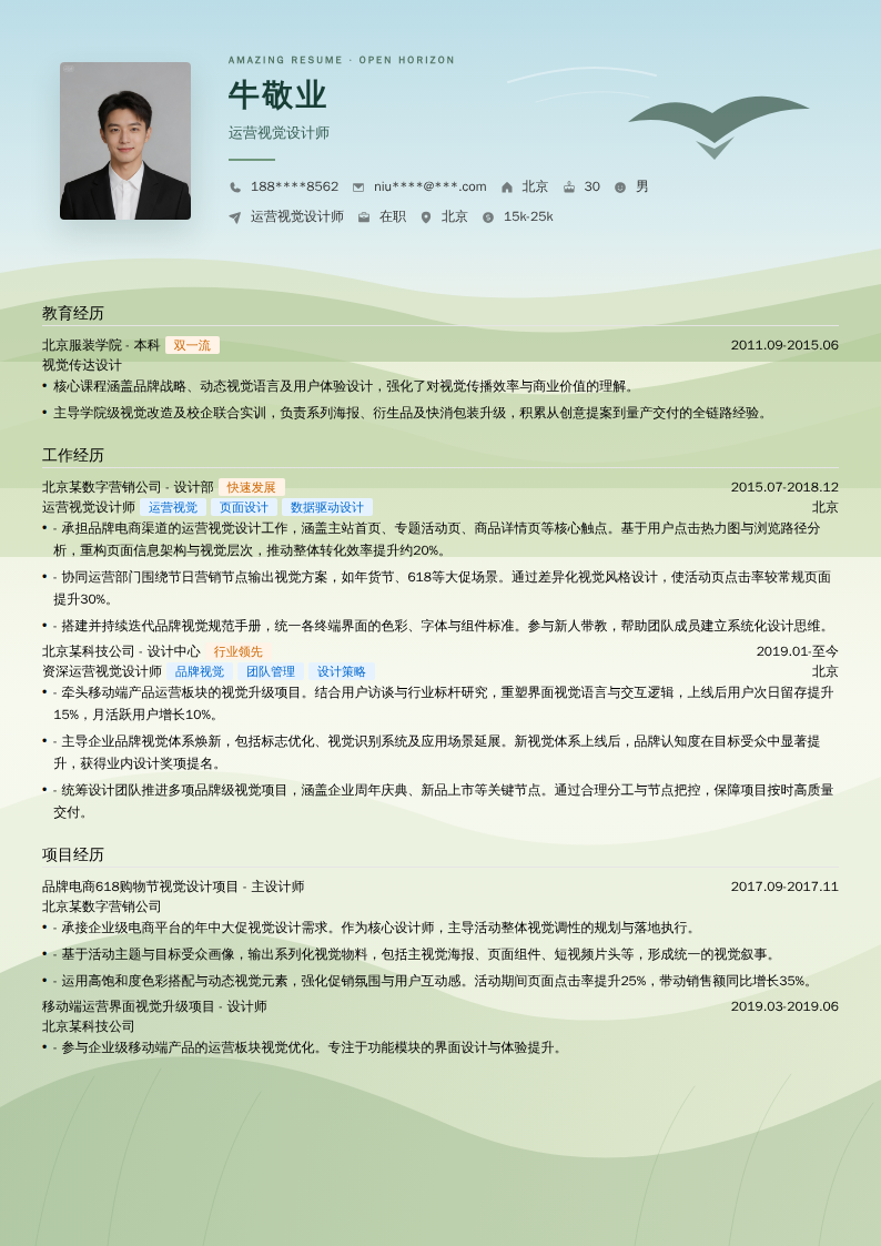 运营视觉设计师简历模板