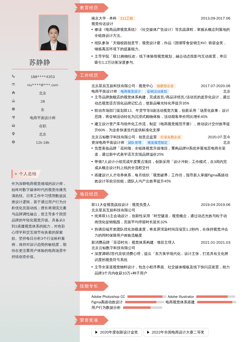 电商平面设计师简历模板