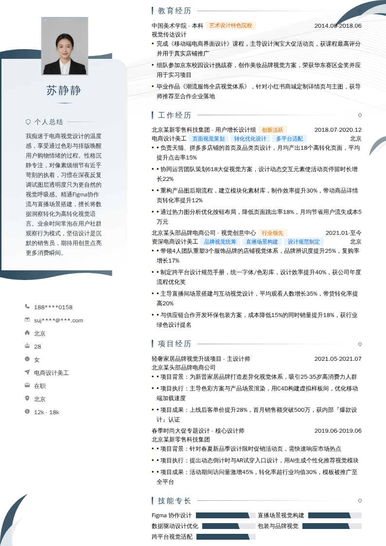 电商设计美工简历模板