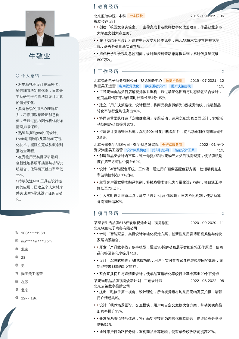 淘宝美工运营简历模板