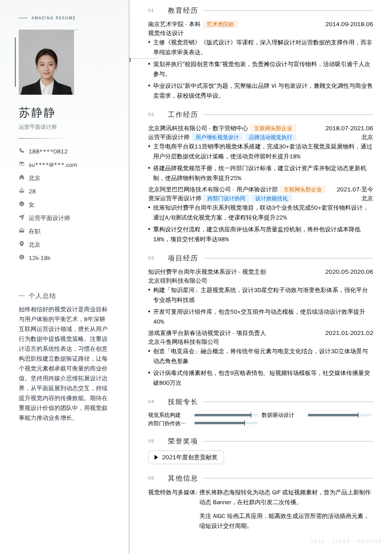 运营平面设计师简历模板