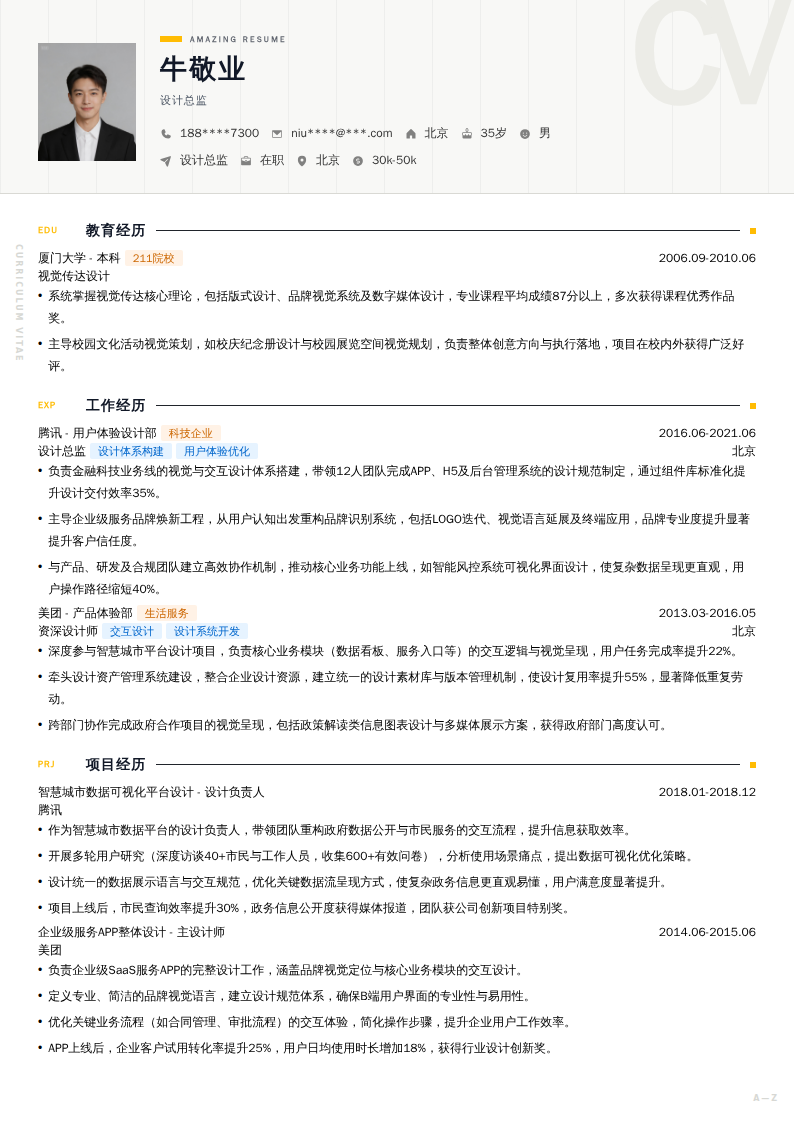 设计总监简历模板