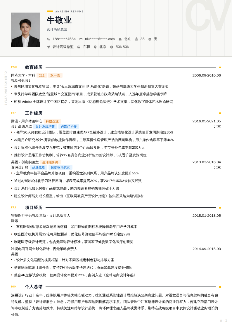 设计高级总监简历模板