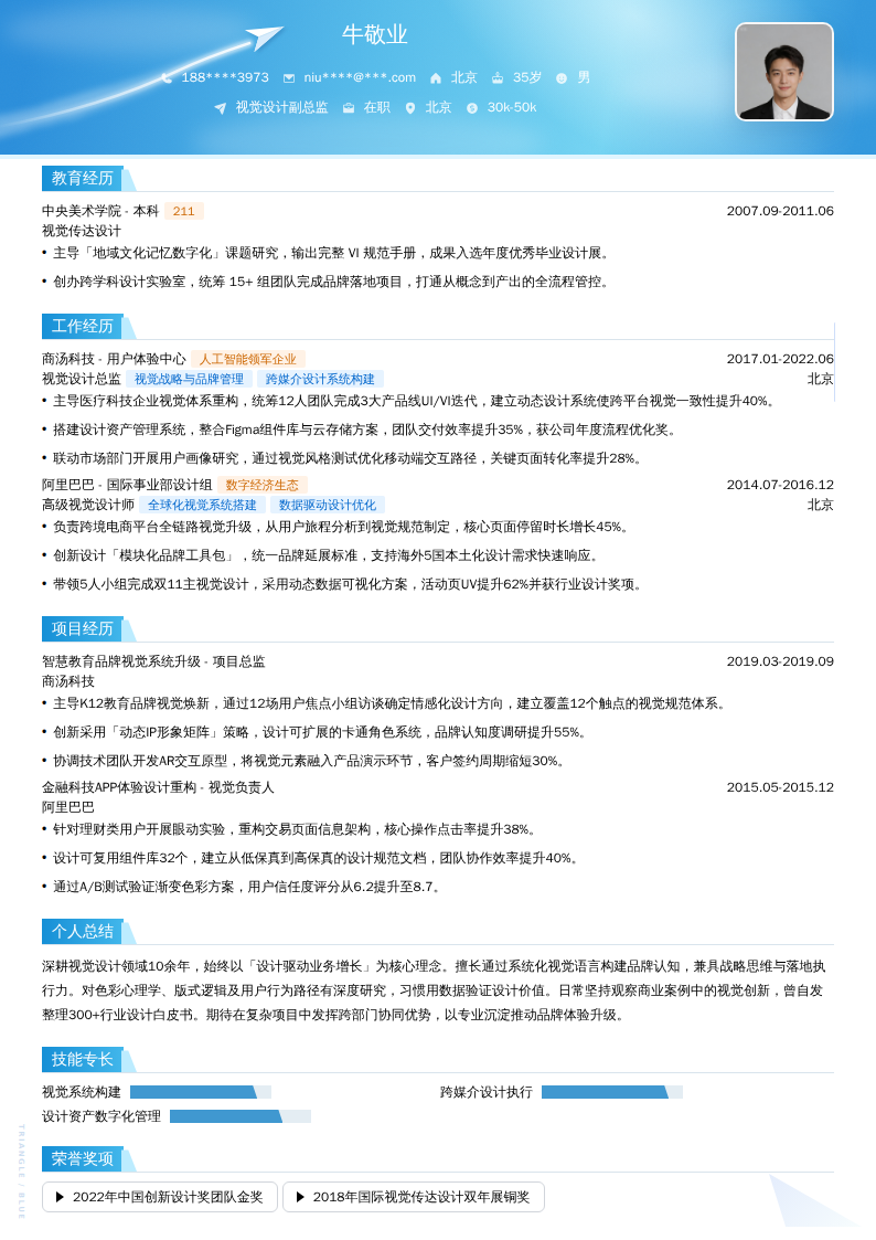 视觉设计副总监简历模板