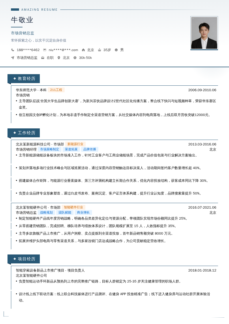 市场营销总监简历模板
