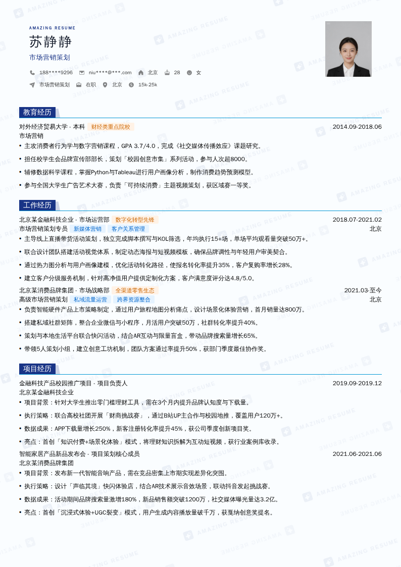 市场营销策划简历模板