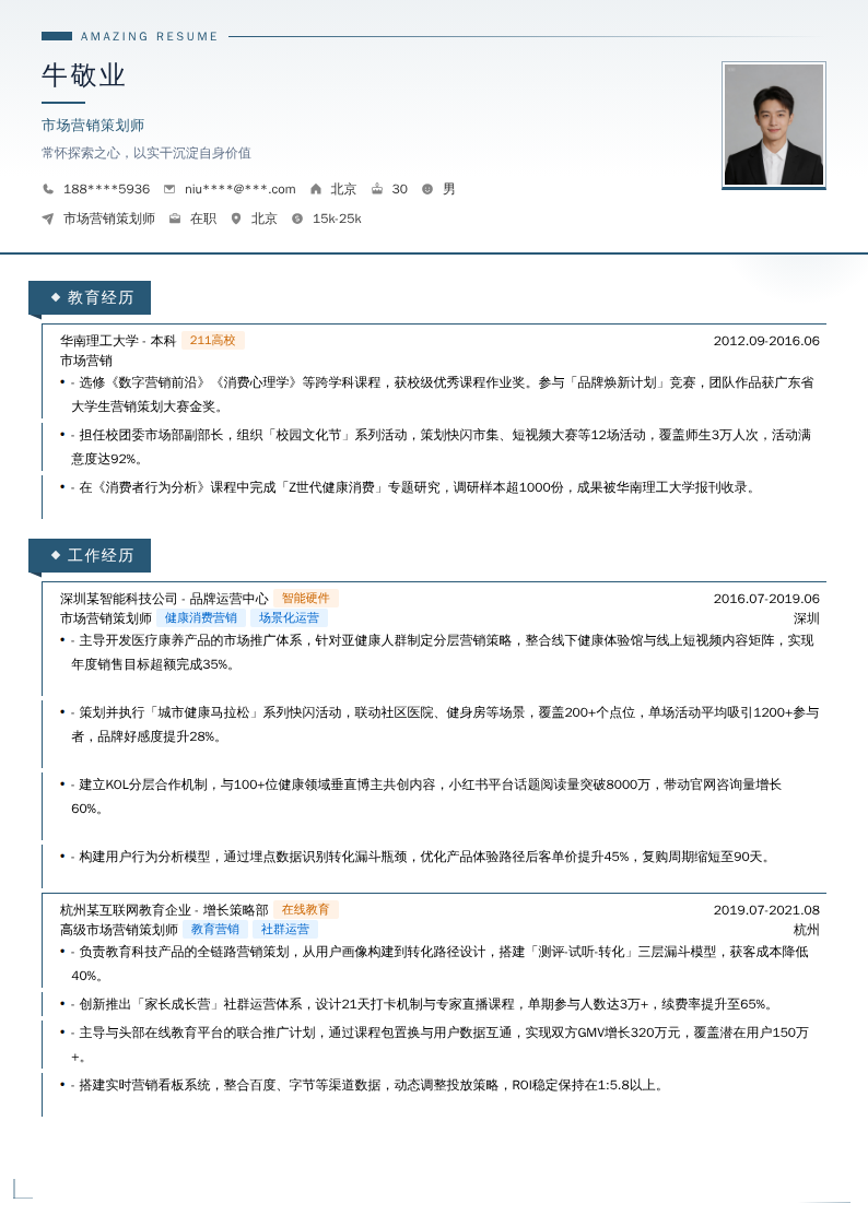 市场营销策划师简历模板
