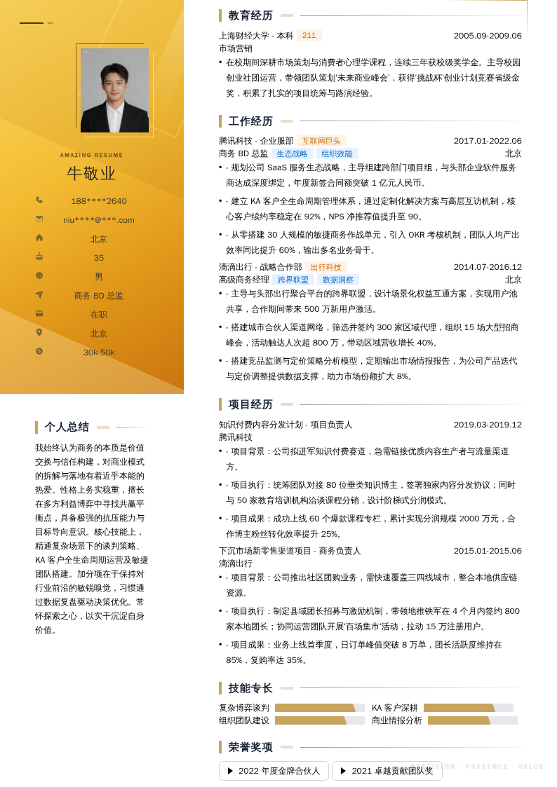 商务BD总监简历模板