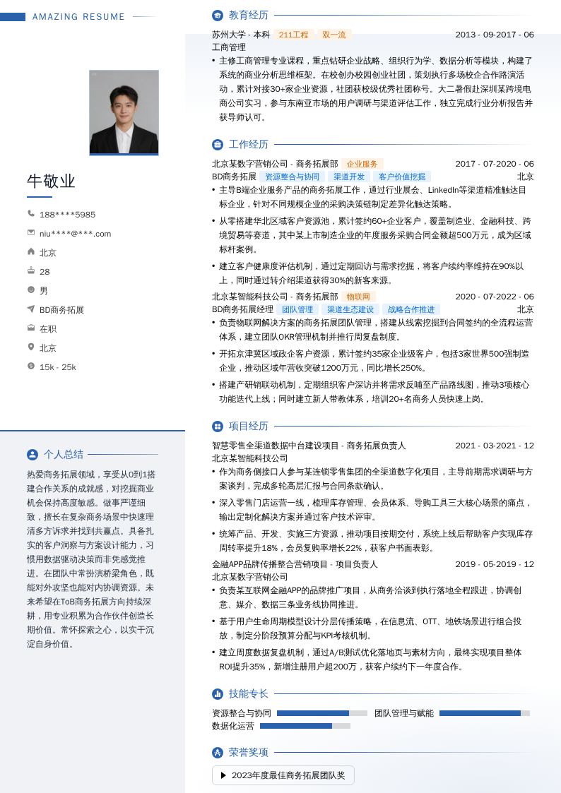 BD商务拓展简历模板