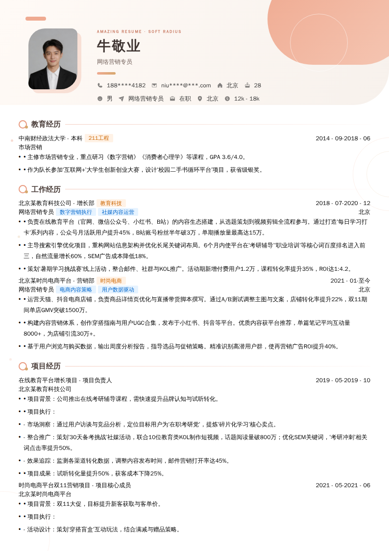 网络营销专员简历模板