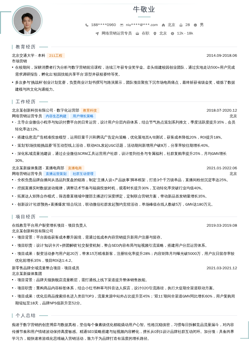 网络营销运营专员简历模板
