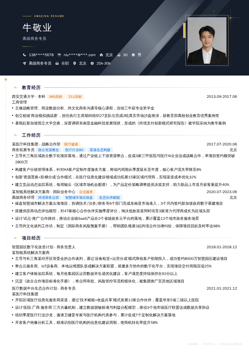 高级商务专员简历模板