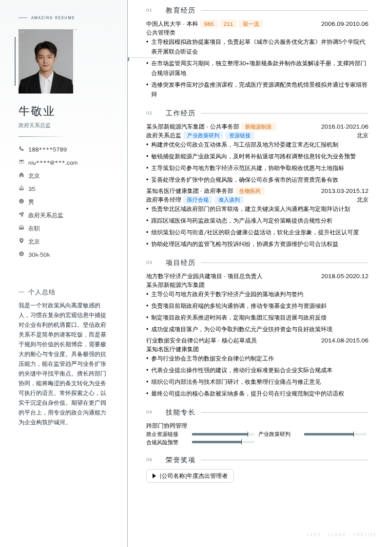 政府关系总监简历模板
