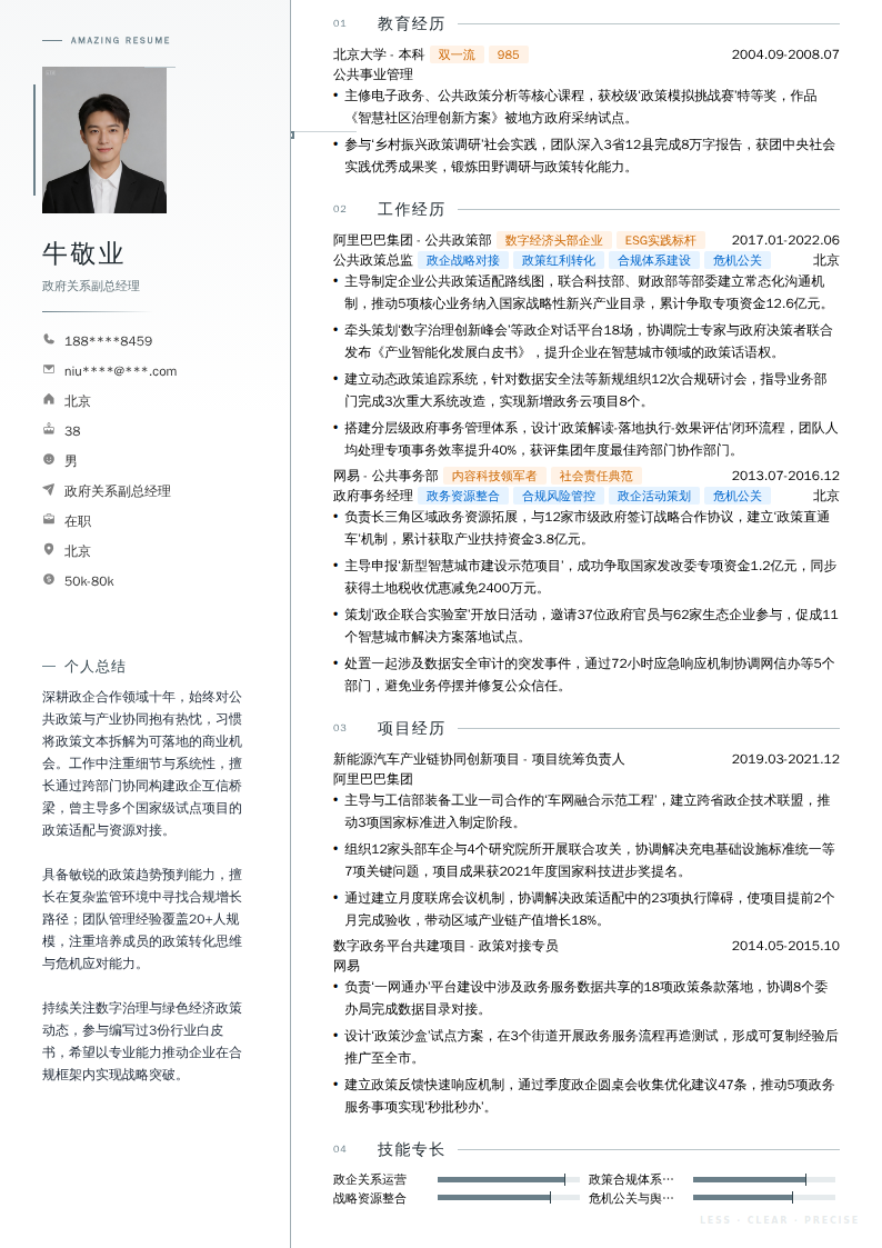 政府关系副总经理简历模板