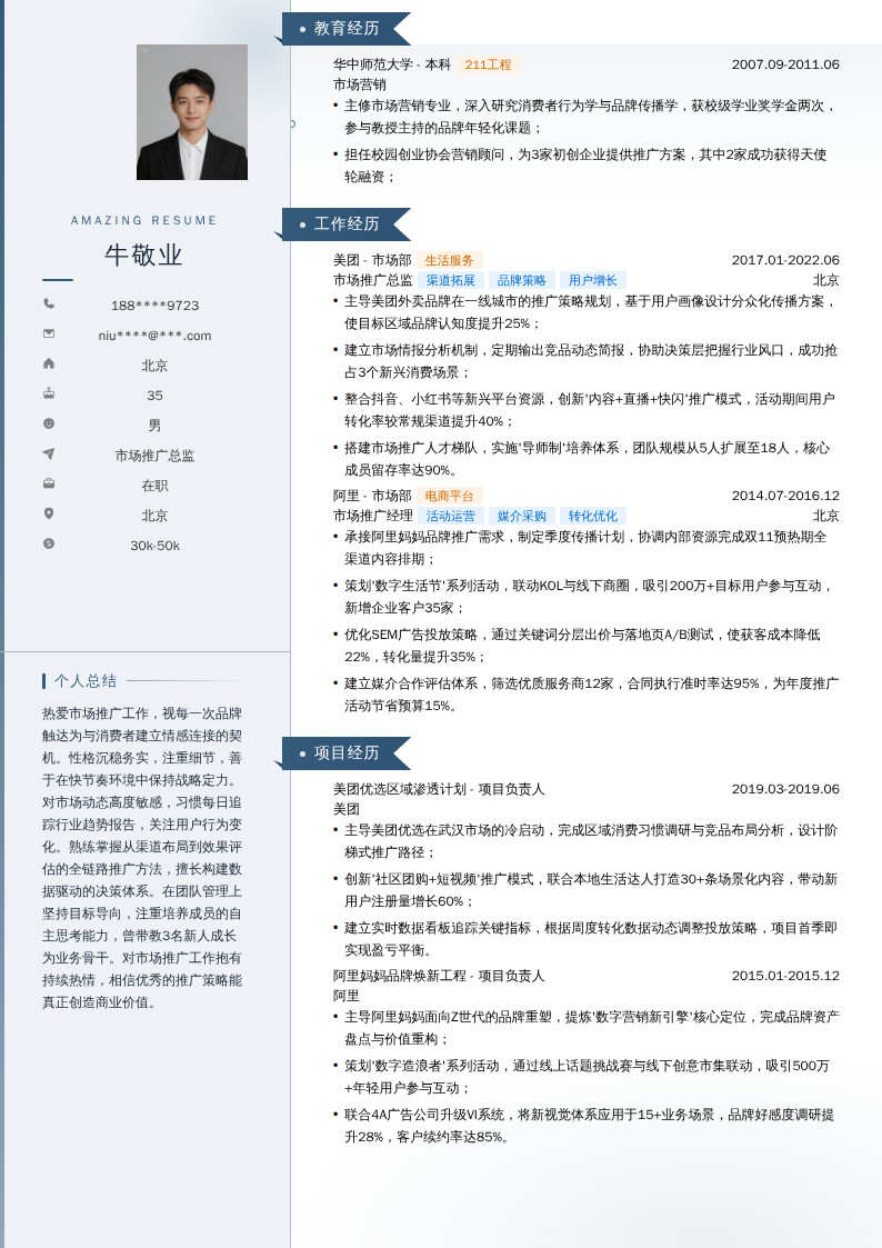 市场推广总监简历模板