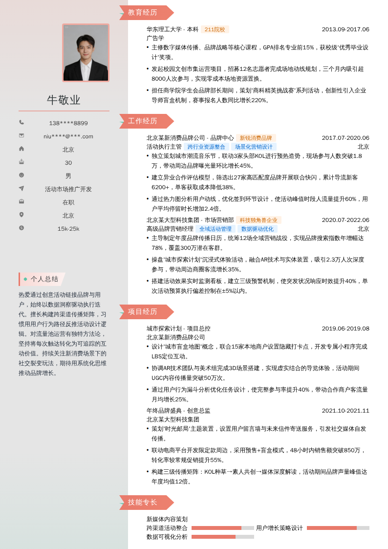 活动市场推广开发简历模板