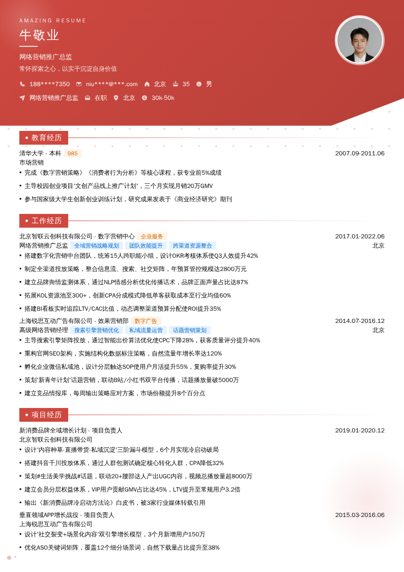 网络营销推广总监简历模板