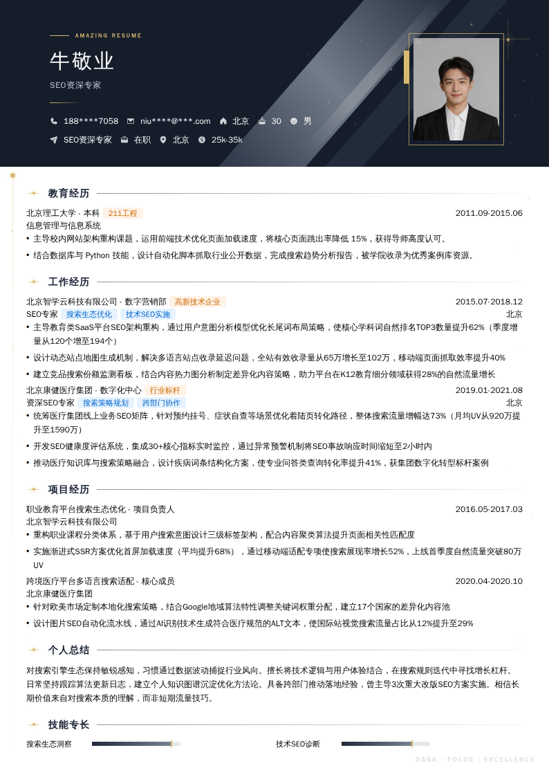 SEO资深专家简历模板