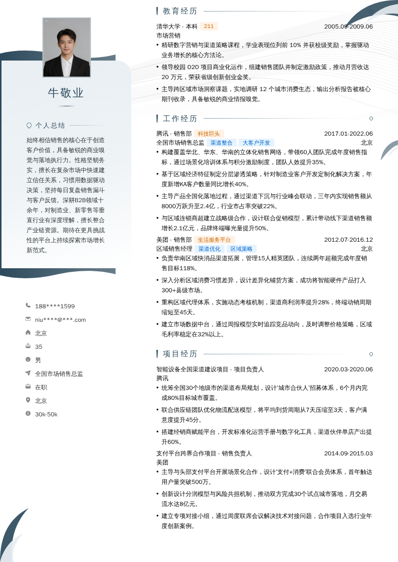 全国市场销售总监简历模板