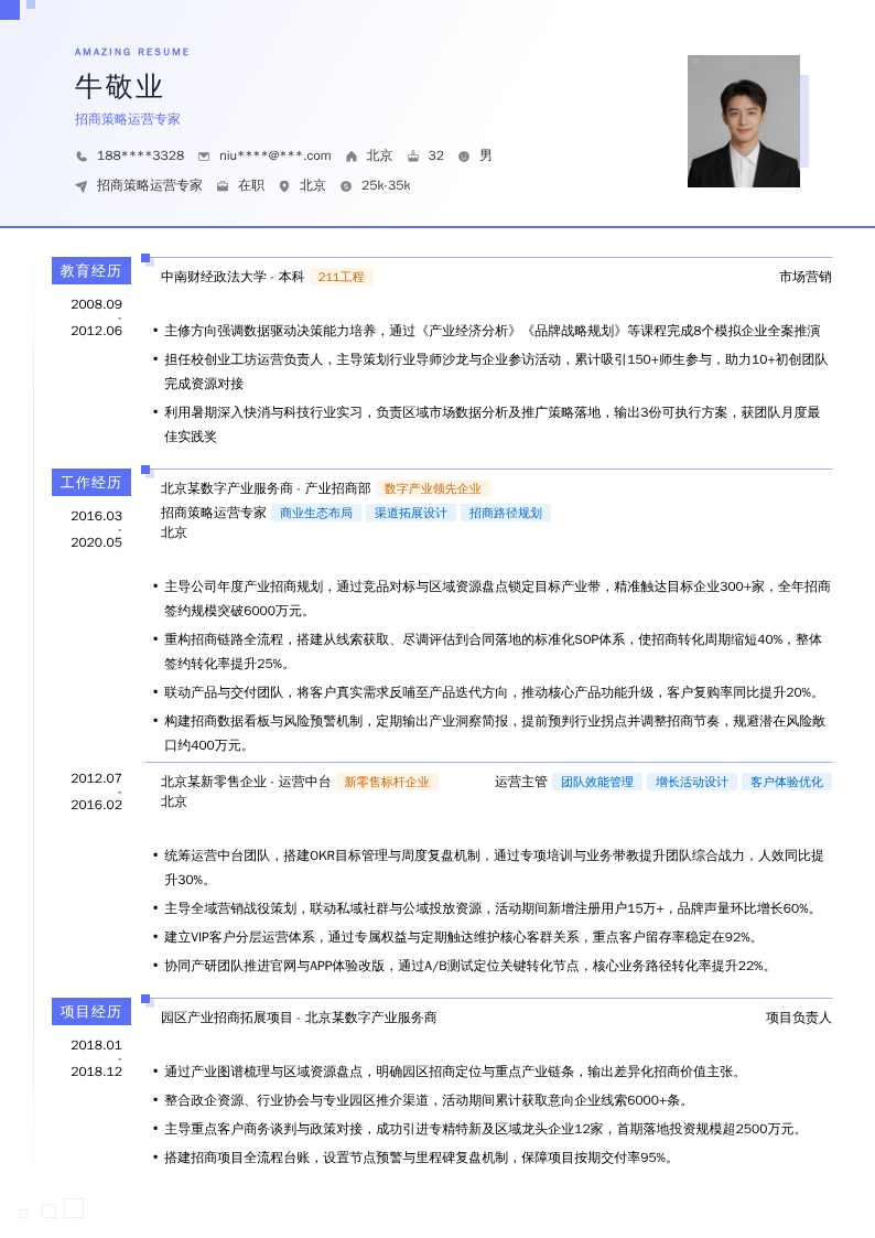 招商策略运营专家简历模板
