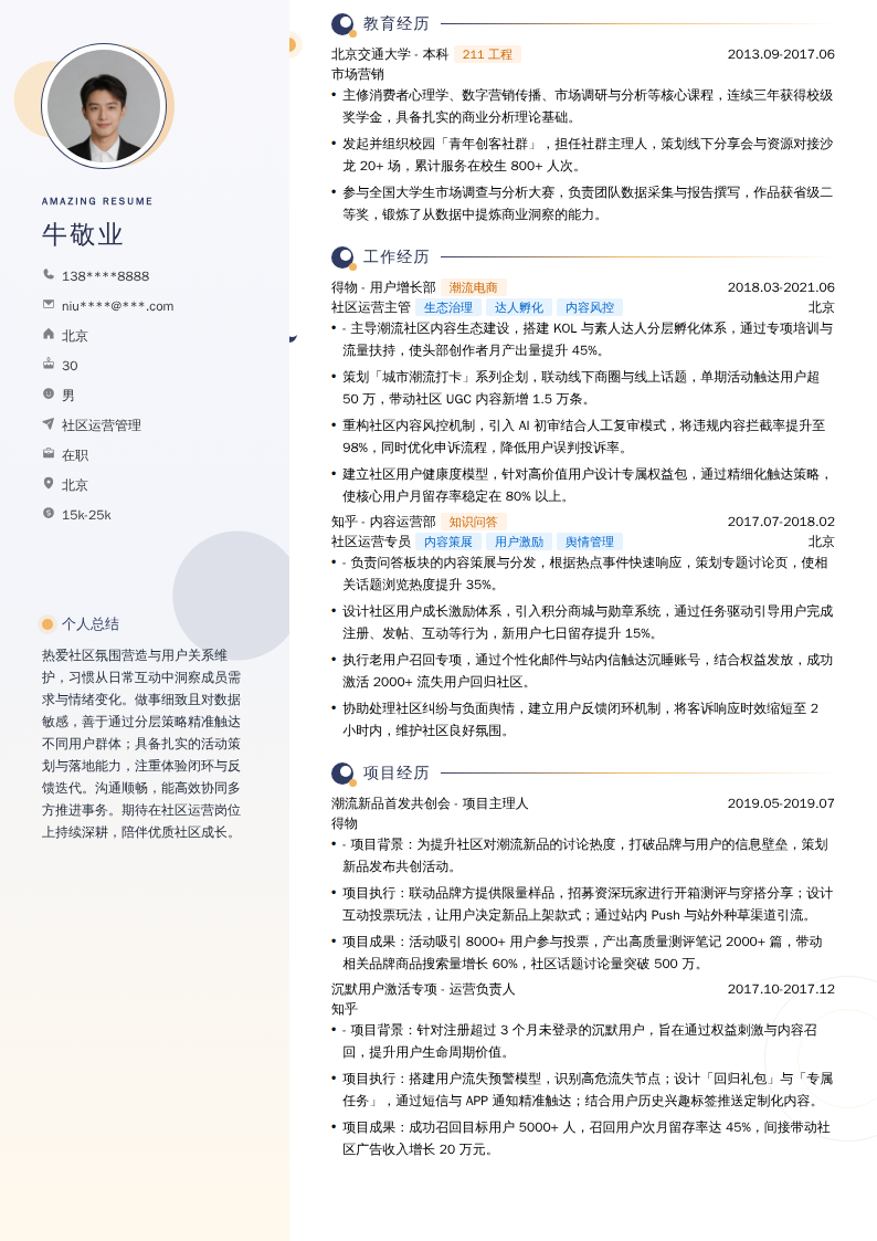 社区运营管理简历模板