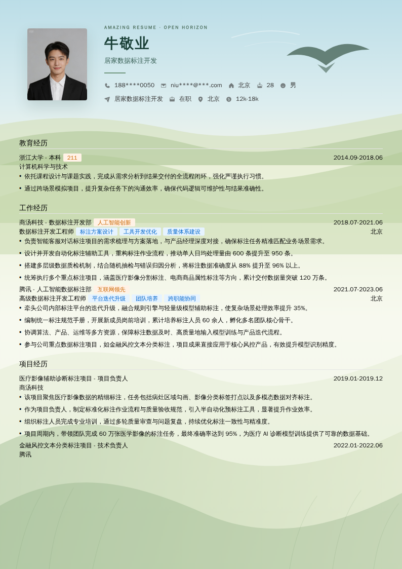 居家数据标注开发简历模板