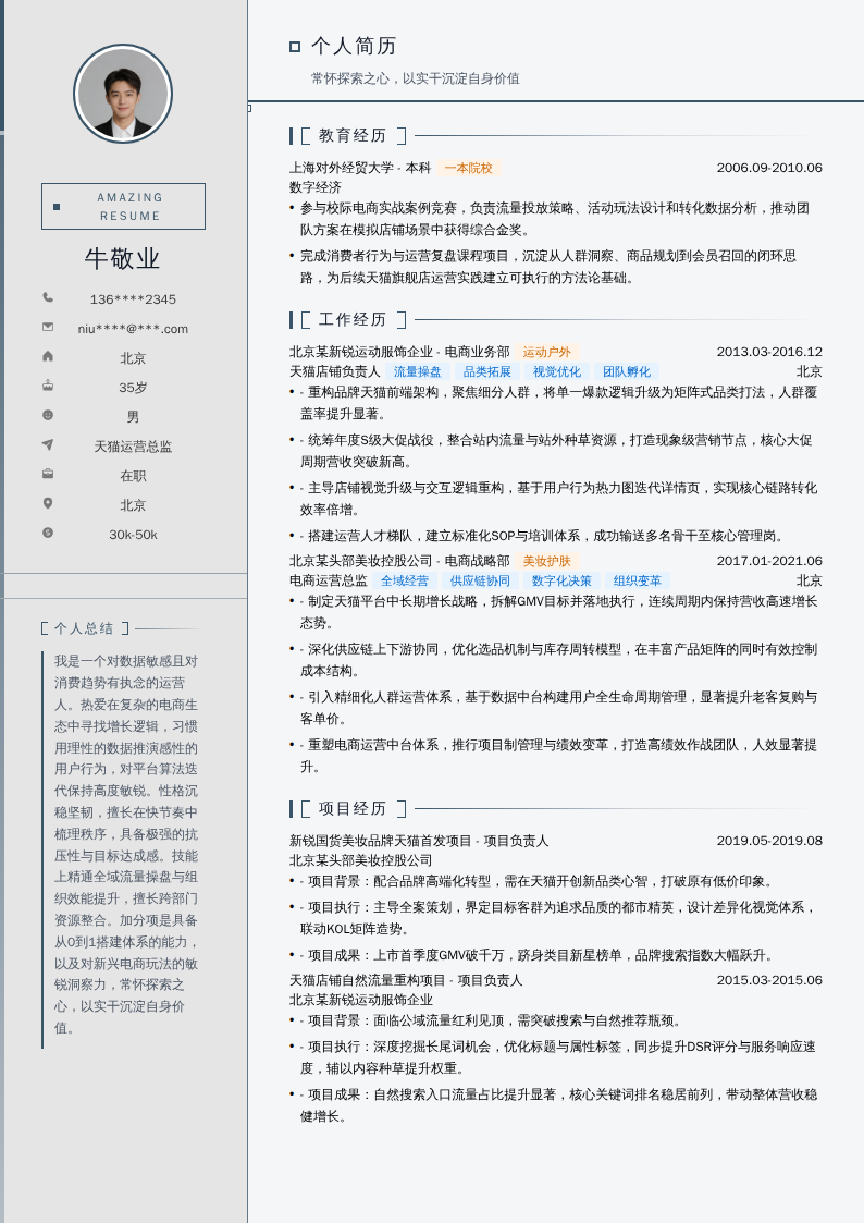 天猫运营总监简历模板