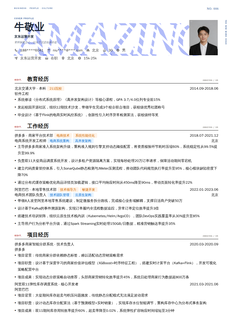 京东运营开发简历模板