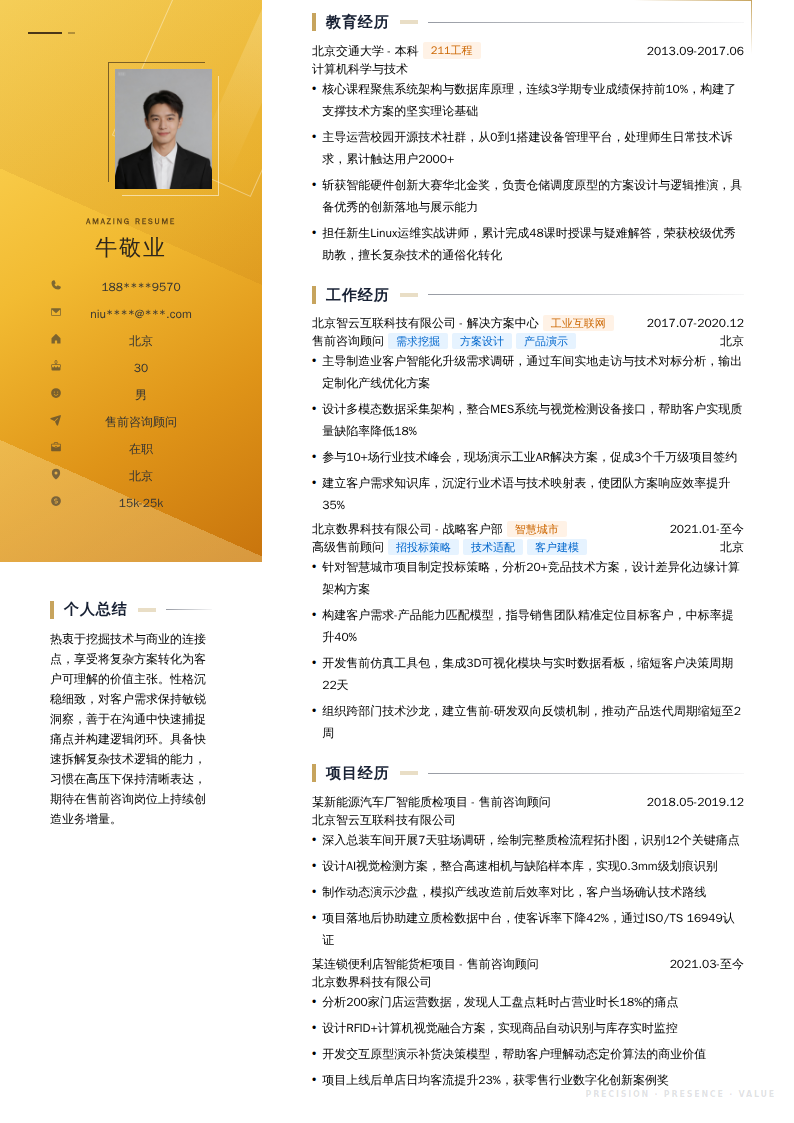 售前咨询顾问简历模板