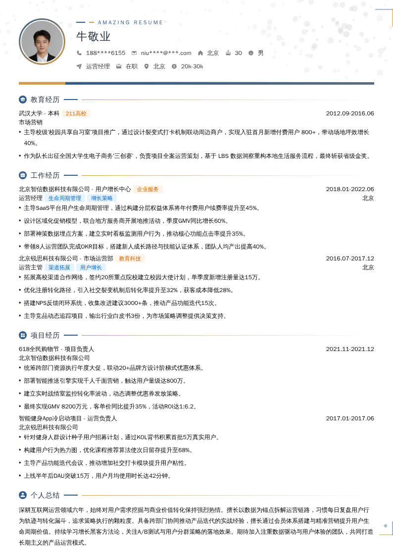 运营经理简历模板