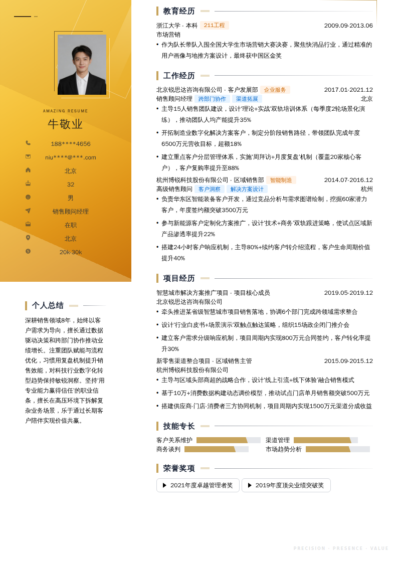 销售顾问经理简历模板