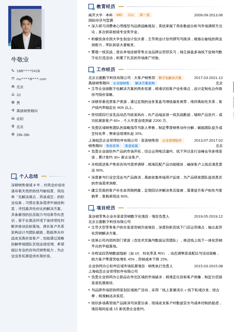 高级销售顾问简历模板